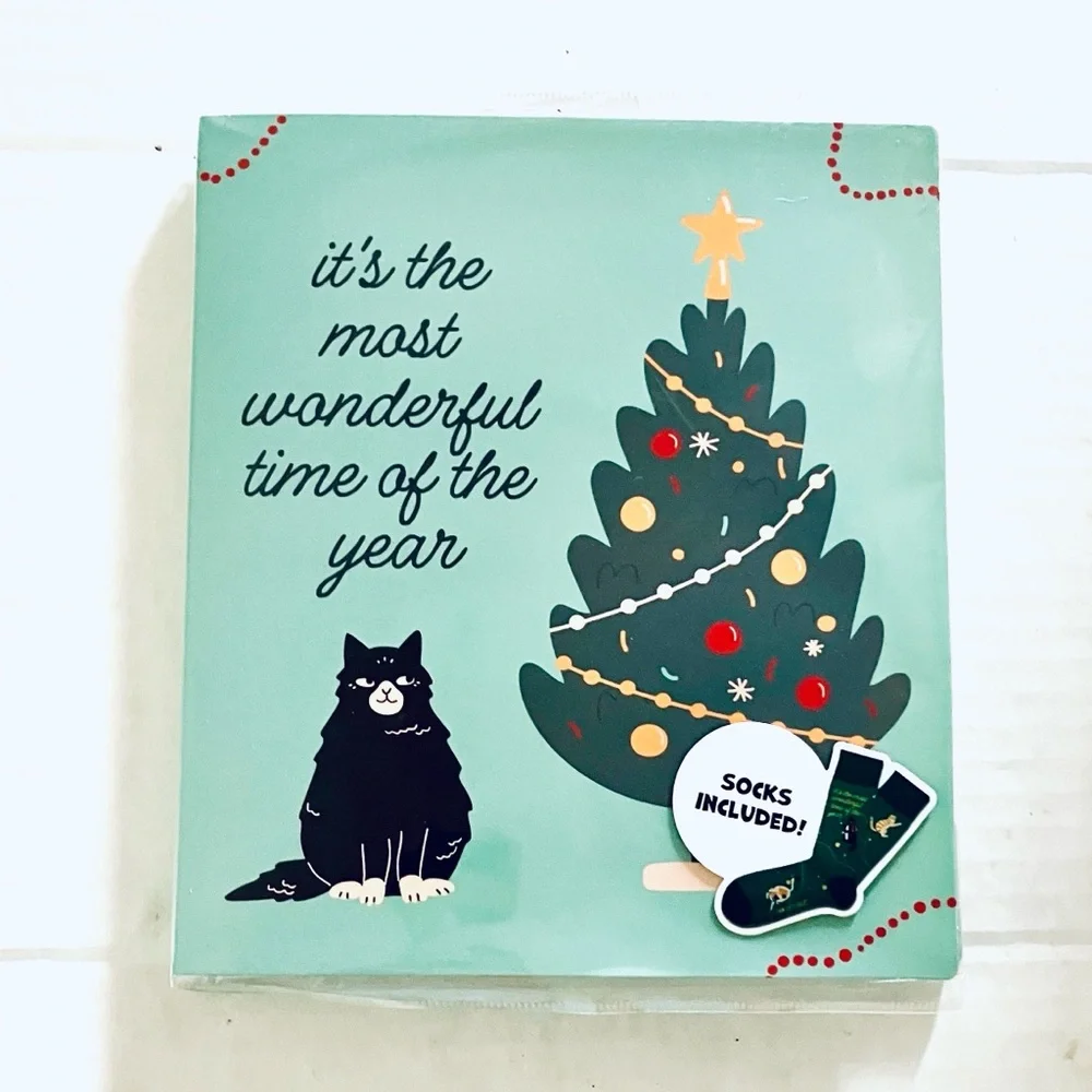 Festive Cat Socks - Green